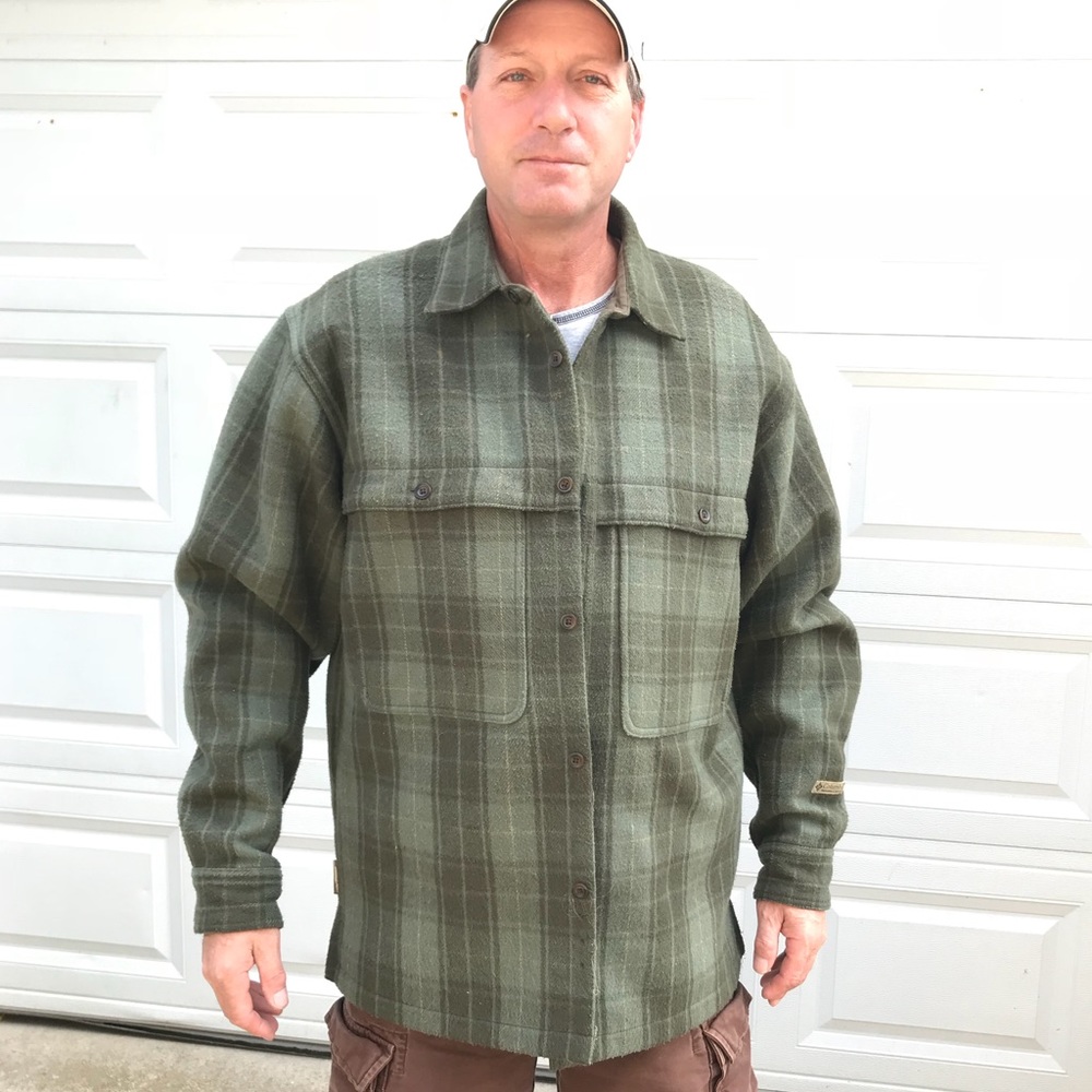 Green Columbia Plaid Fleece Coat Fully Lined